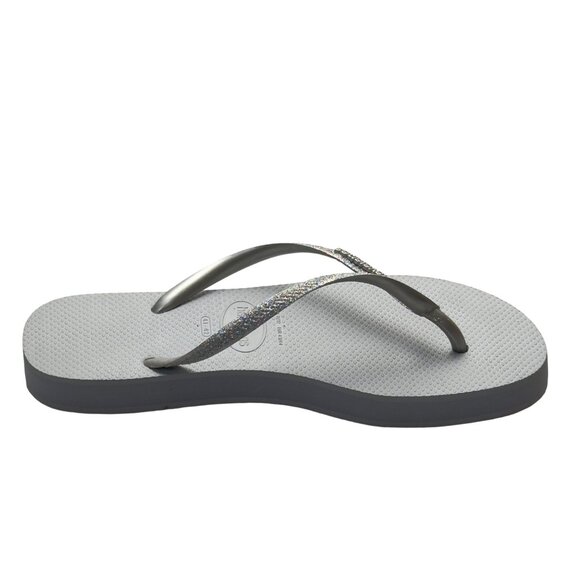 Women’s Shoes HAVAIANAS Gray Flip Flops Flat Rubber Glitter Straps Size Eu 41/44 - Picture 7 of 10
